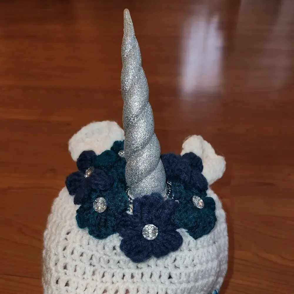 Unicorn Hat with Flower Crown Crochet || EUC